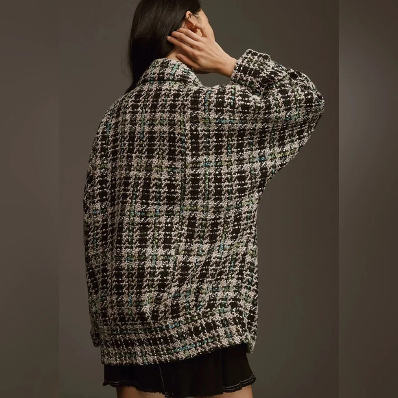 By Anthropologie Double-Breasted Tweed Coat old preppy oversized modern preppy - Picture 7 of 12